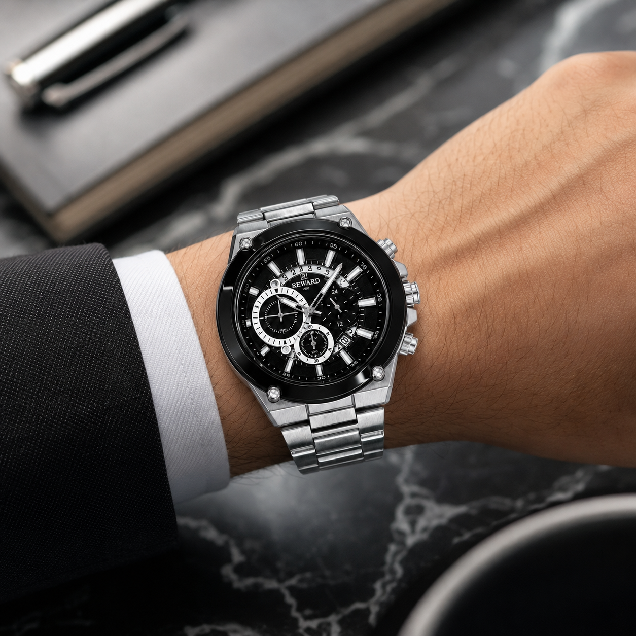 Reward VIP Chronograph Quartz Watch ساعة ريوارد VIP الفاخرة