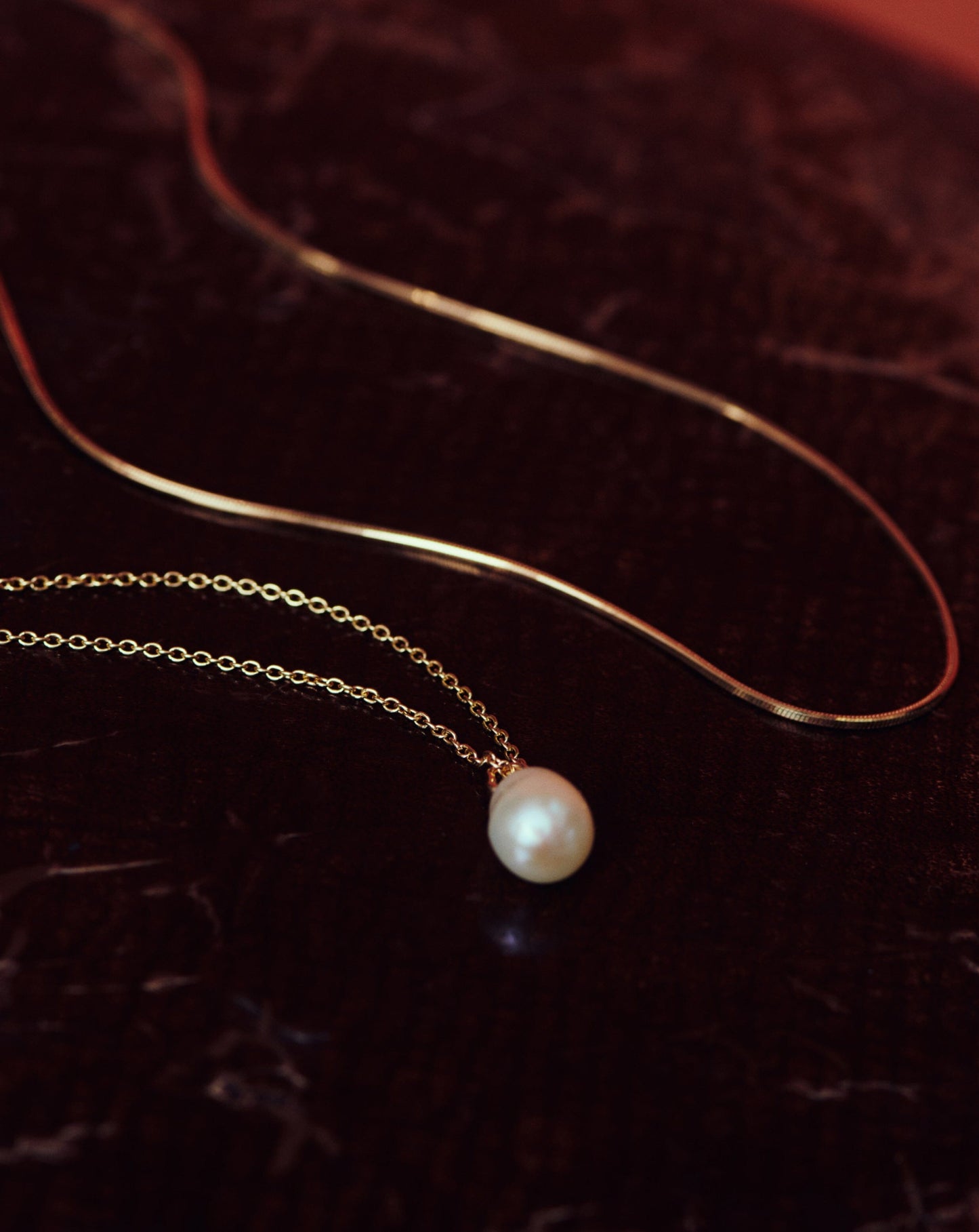 Solid Gold Baroque Pearl Organic Pendant Necklace