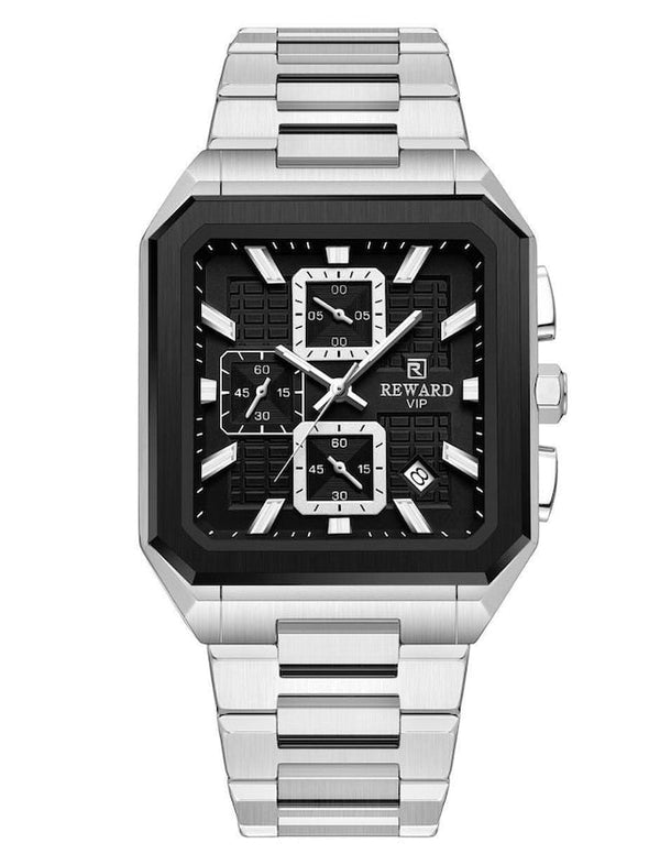 Men's Square Chronograph - Dark Blue & Rose Gold