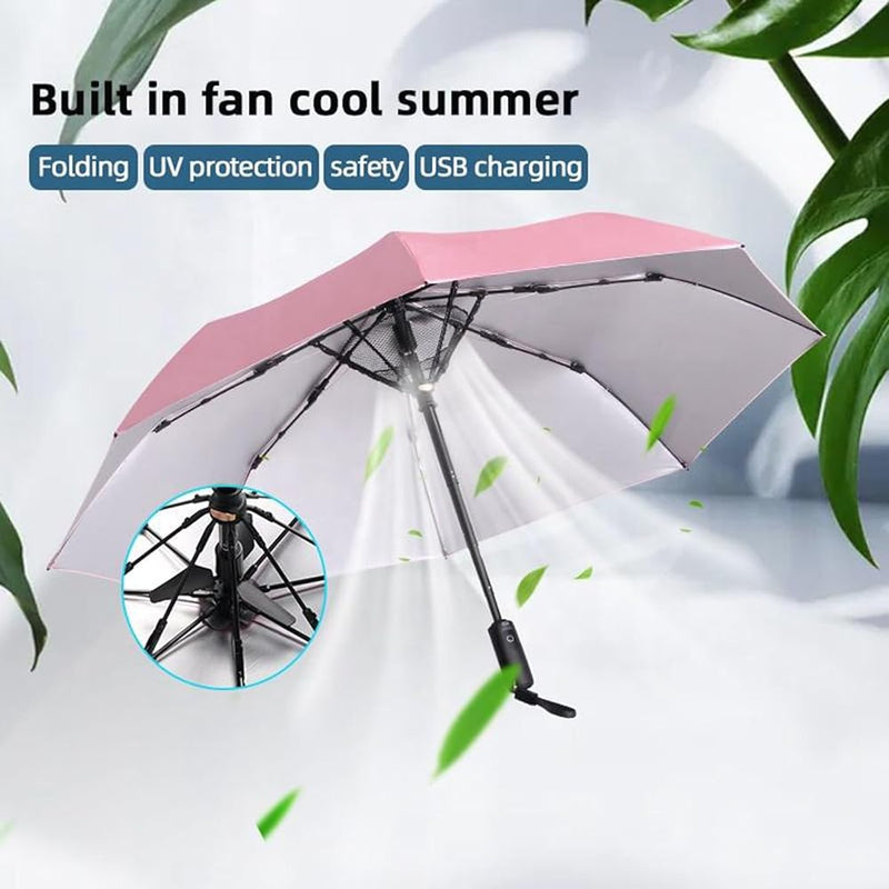 Sun Umbrella with Fan and Mister detail view