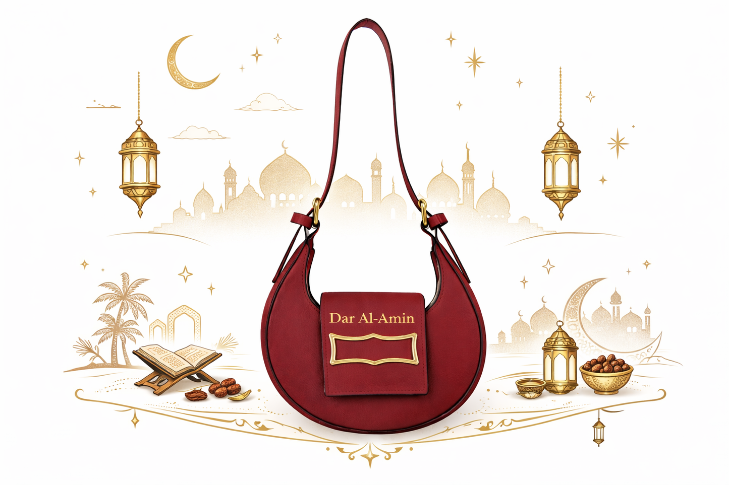 Dar Al-Amin Luxury Red Leather Shoulder Bag for Women