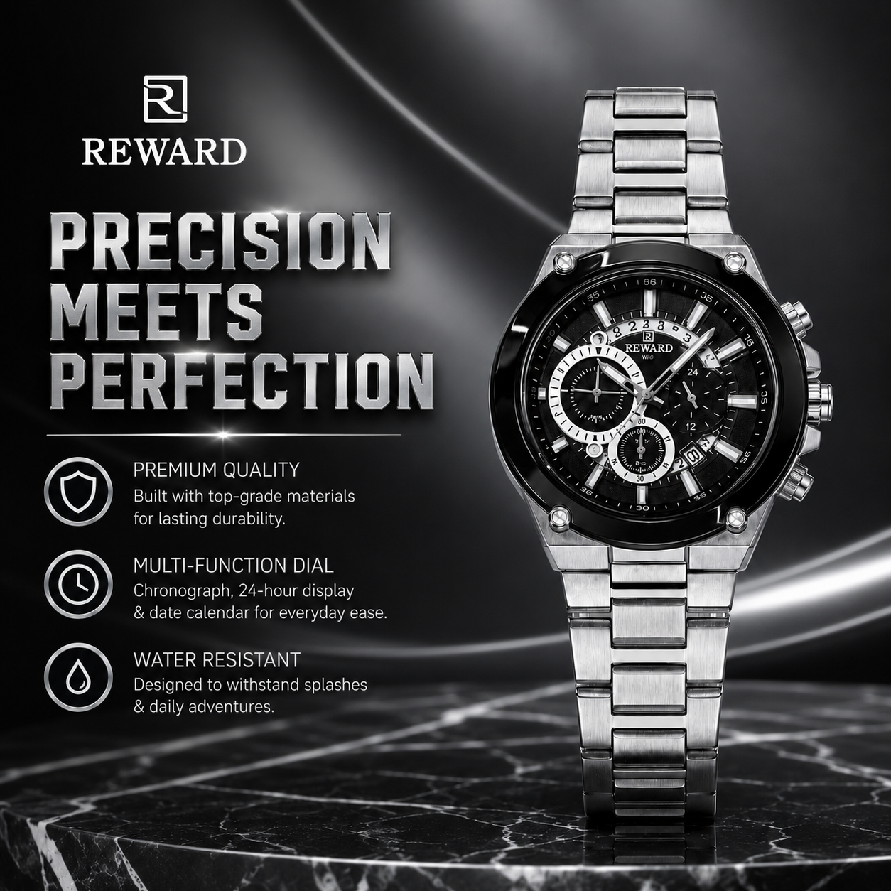 Reward VIP Chronograph Quartz Watch ساعة ريوارد VIP الفاخرة