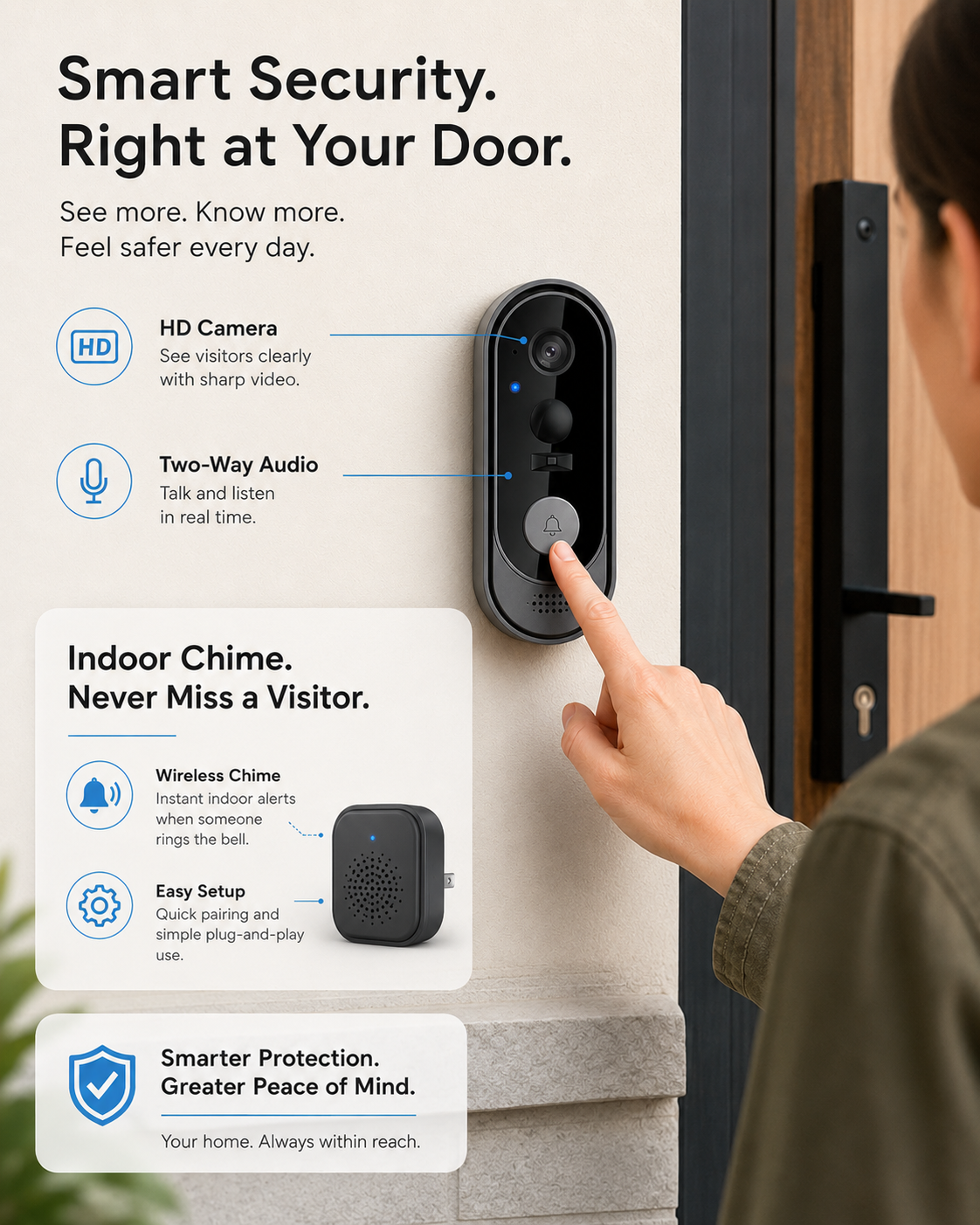 Smart WiFi Video Doorbell: See Who's at Your Door from Anywhere!