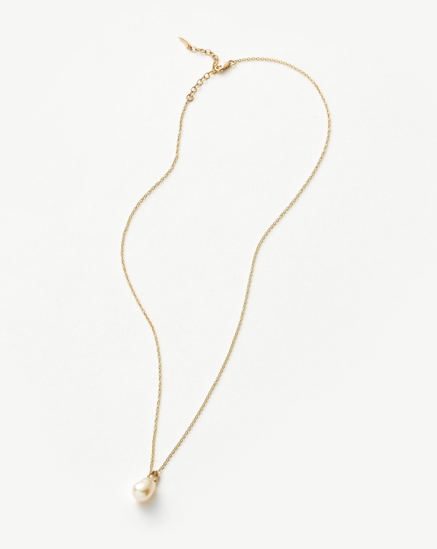 Solid Gold Baroque Pearl Organic Pendant Necklace
