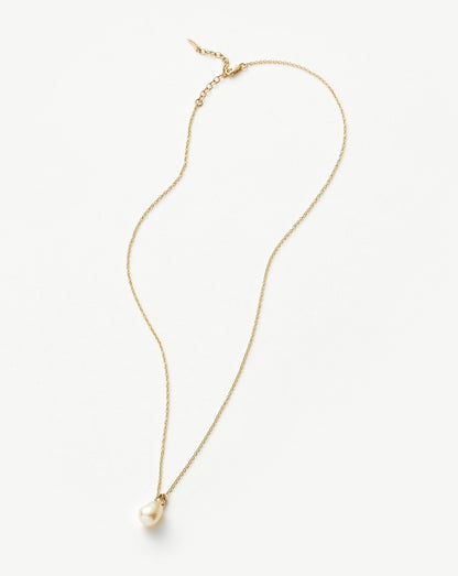 Solid Gold Baroque Pearl Organic Pendant Necklace