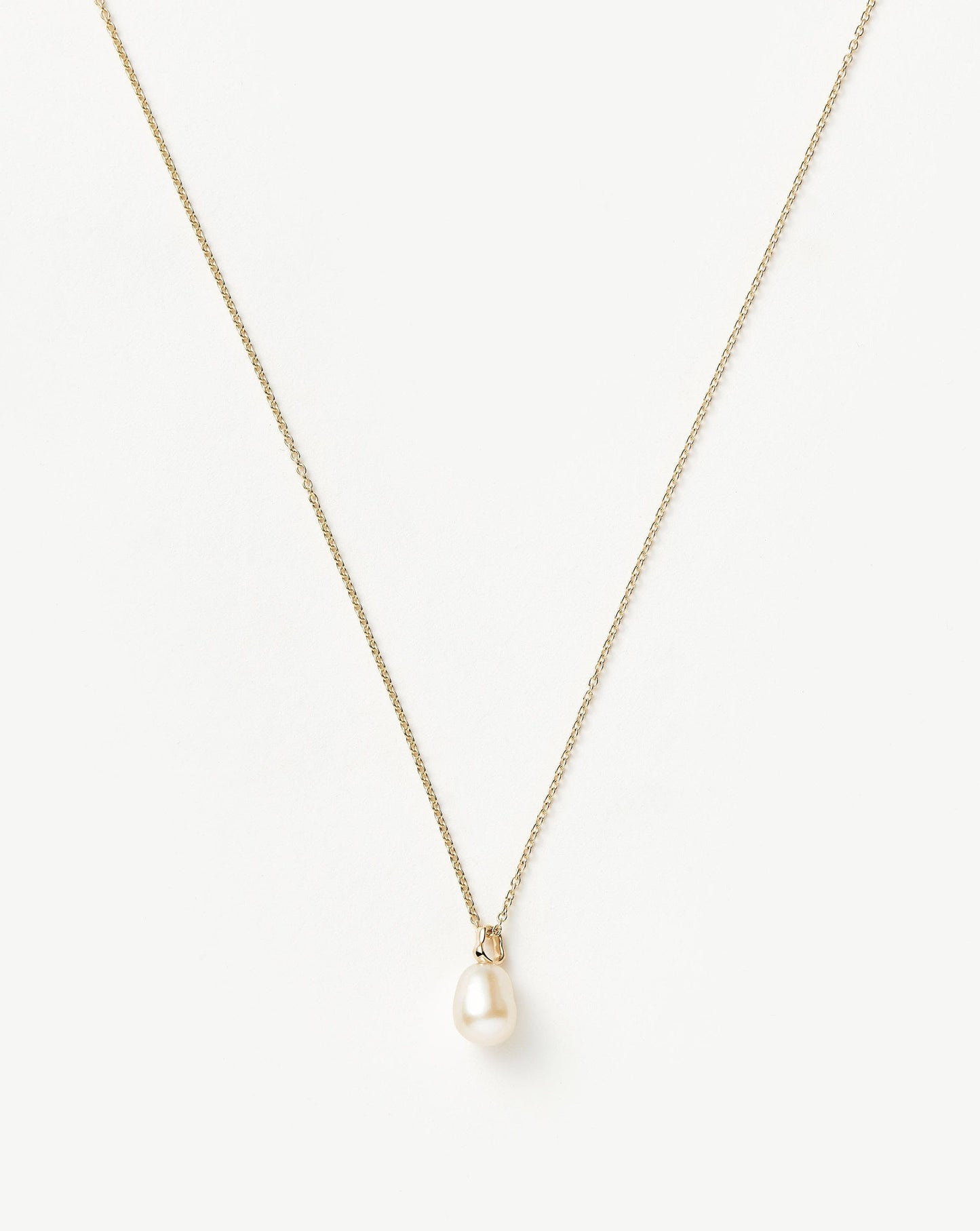 Solid Gold Baroque Pearl Organic Pendant Necklace