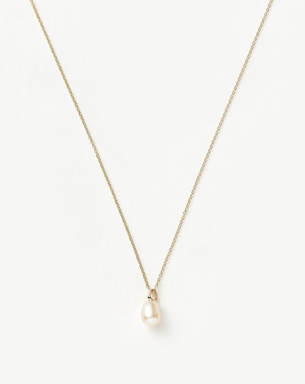 Solid Gold Baroque Pearl Organic Pendant Necklace