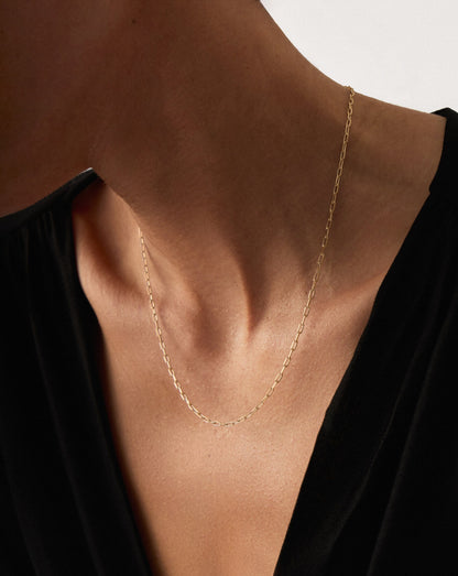 Solid Gold Classic Paperclip Chain Necklace | 14ct Solid Gold