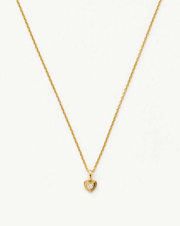 Solid Gold Diamond Heart Mini Pendant Necklace | 14ct solid Gold/Diamond