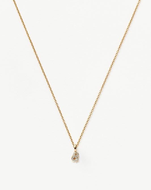 Solid Gold Diamond Initial Mini Pendant Necklace - B | 14ct Solid Yellow Gold Plated/Diamond