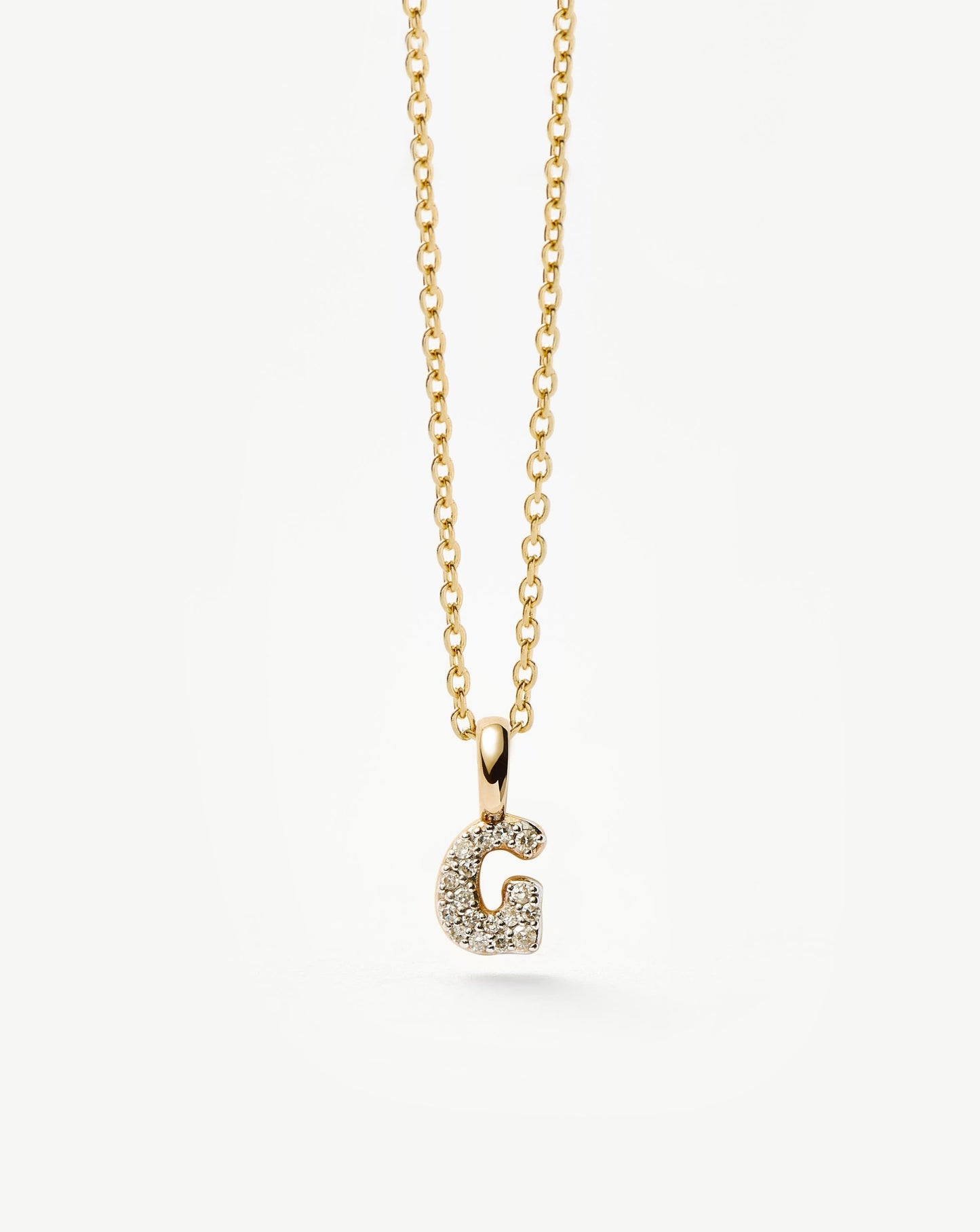 Solid Gold Diamond Initial Mini Pendant Necklace - G | 14ct Solid Yellow Gold Plated/Diamond