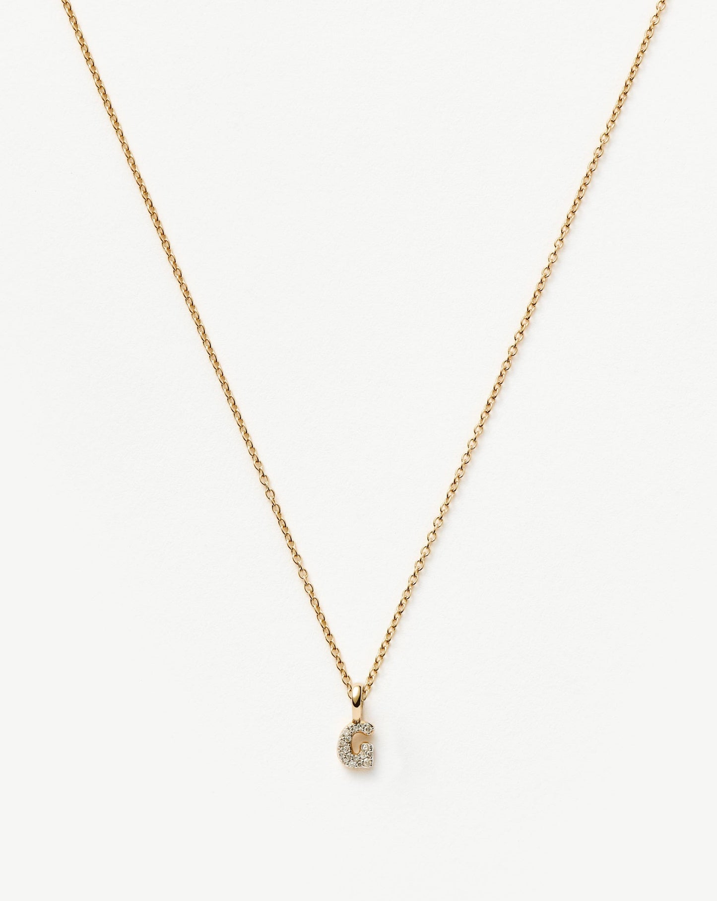 Solid Gold Diamond Initial Mini Pendant Necklace - G | 14ct Solid Yellow Gold Plated/Diamond