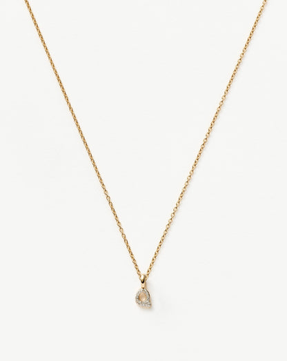 Solid Gold Diamond Initial Mini Pendant Necklace - Q | 14ct Solid Yellow Gold Plated/Diamond