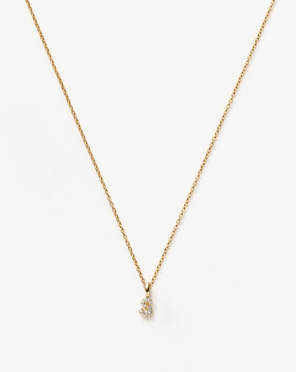 Solid Gold Diamond Initial Mini Pendant Necklace - S | 14ct Solid Yellow Gold Plated/Diamond
