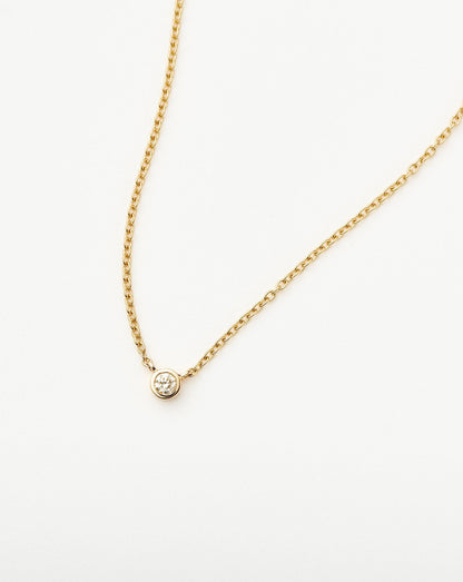 Solid Gold Diamond Solitaire Pendant Necklace | 14ct Solid Gold/Diamond