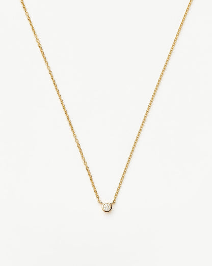 Solid Gold Diamond Solitaire Pendant Necklace | 14ct Solid Gold/Diamond
