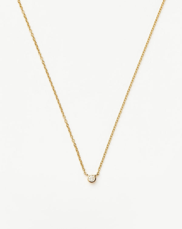 Solid Gold Diamond Solitaire Pendant Necklace | 14ct Solid Gold/Diamond