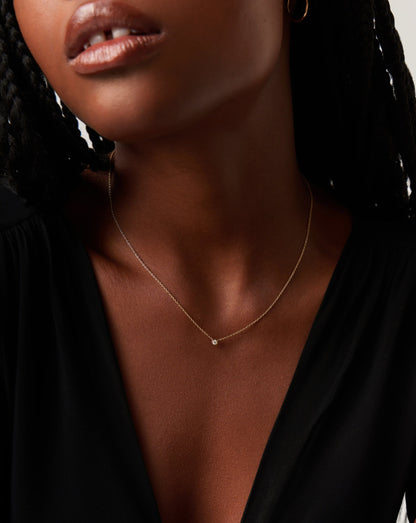 Solid Gold Diamond Solitaire Pendant Necklace | 14ct Solid Gold/Diamond