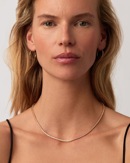 Solid Gold Diamond Tennis Necklace | 14ct Solid Gold Diamond