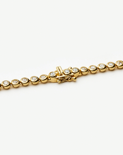 Solid Gold Diamond Tennis Necklace | 14ct Solid Gold Diamond