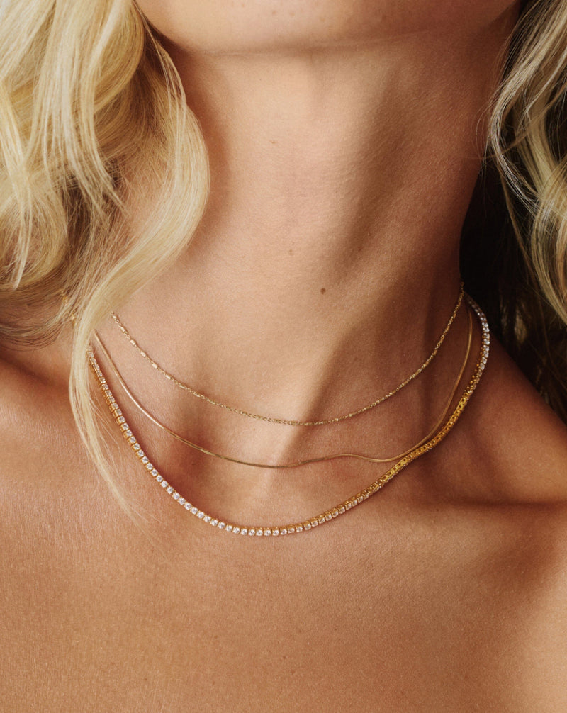 Solid Gold Diamond Tennis Necklace | 14ct Solid Gold Diamond detail view