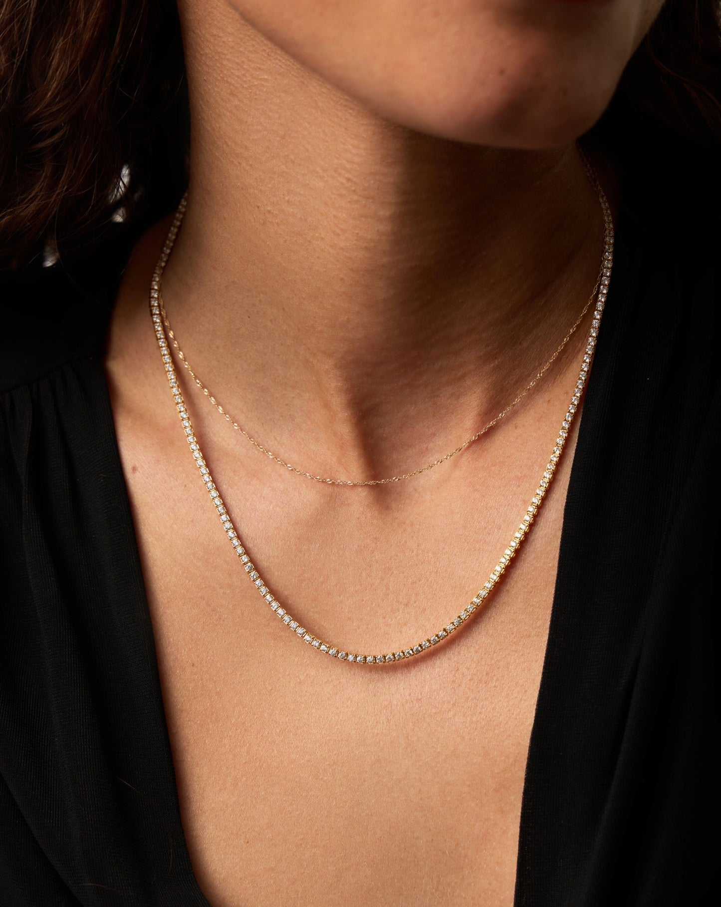 Solid Gold Diamond Tennis Necklace | 14ct Solid Gold Diamond