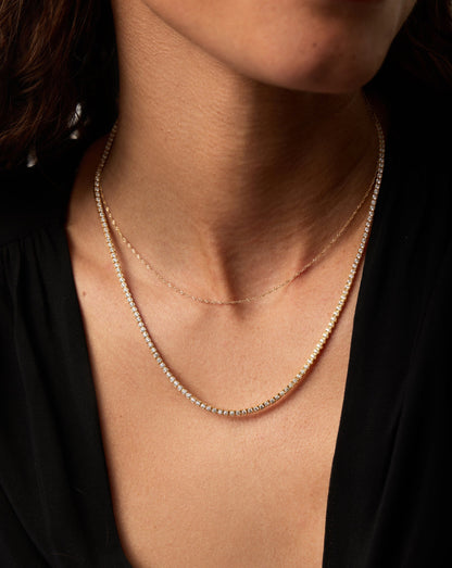 Solid Gold Diamond Tennis Necklace | 14ct Solid Gold Diamond