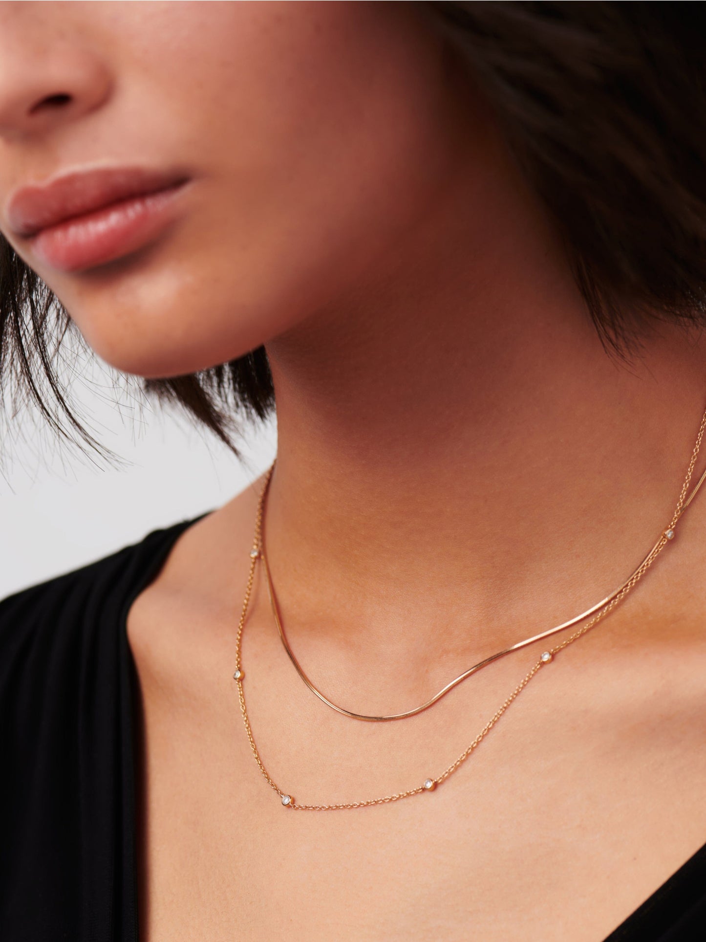 Solid Gold Floating Diamond Necklace | 14ct Solid Gold