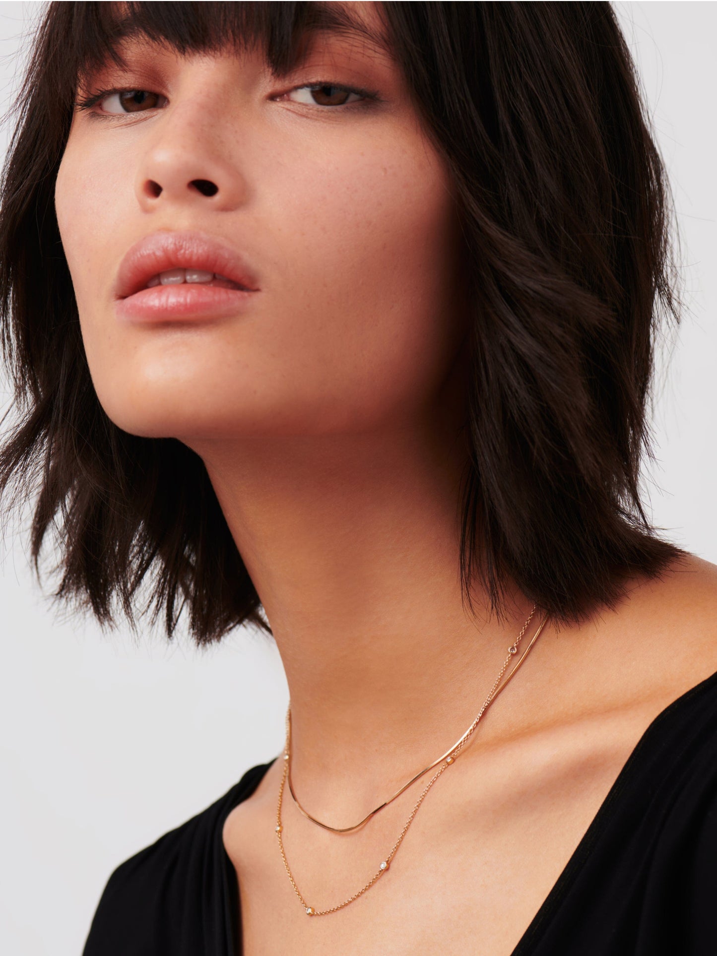 Solid Gold Floating Diamond Necklace | 14ct Solid Gold