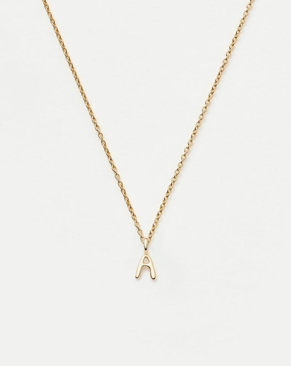 Solid Gold Initial Mini Pendant Necklace - A | 14ct Solid Gold