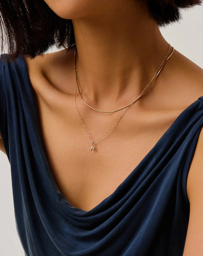 Solid Gold Initial Mini Pendant Necklace - A | 14ct Solid Gold