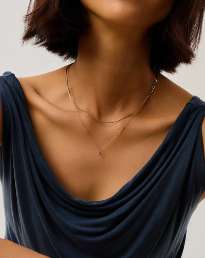 Solid Gold Initial Mini Pendant Necklace - A | 14ct Solid Gold