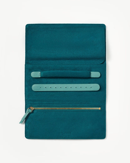 Leather Jewellery Roll | Lapis Blue