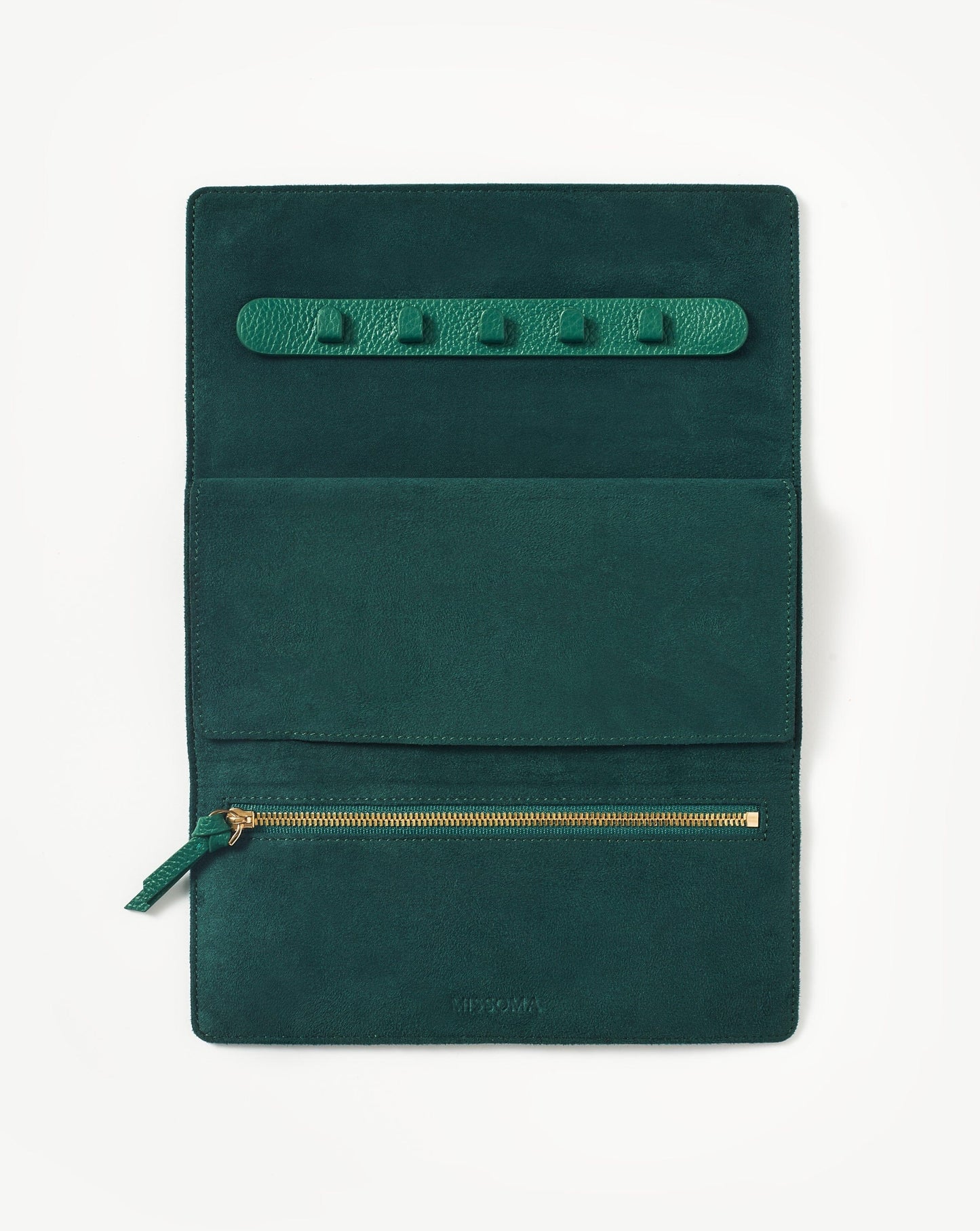 Leather Jewellery Roll | Malachite Green