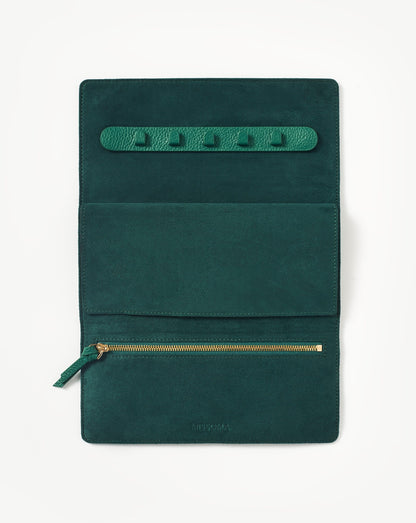 Leather Jewellery Roll | Malachite Green