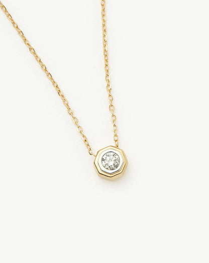 Lucy Williams Solid Gold Diamond Pendant Necklace | 14ct Solid Gold/Lab Grown Diamond