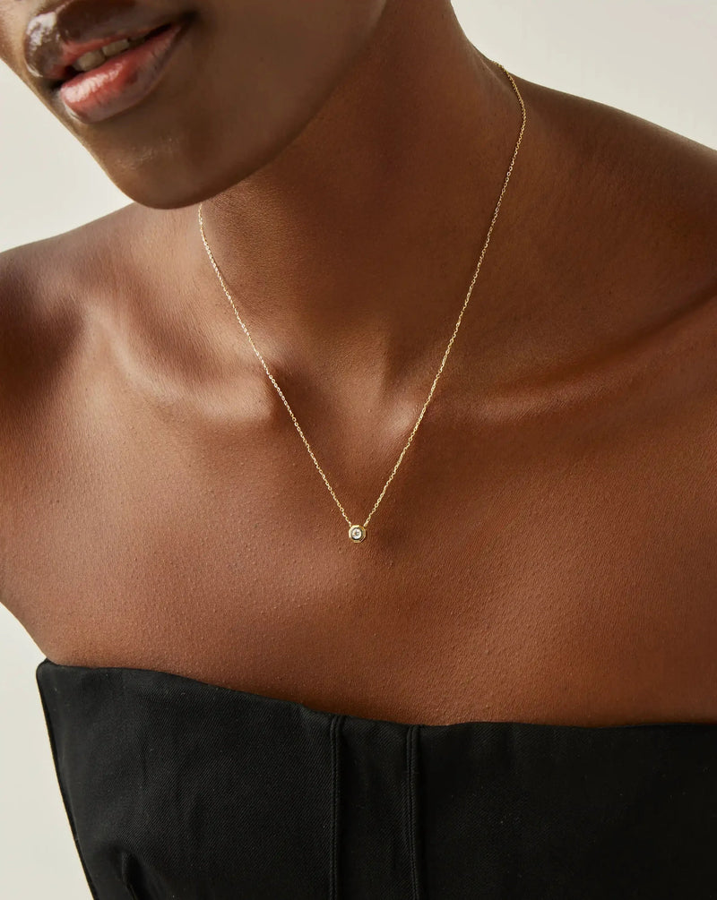 Lucy Williams Solid Gold Diamond Pendant Necklace | 14ct Solid Gold/Lab Grown Diamond detail view