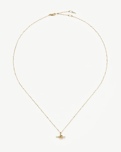 Lucy Williams Solid Gold Diamond T-Bar Pendant Necklace | 14ct Solid Gold/Lab Grown Diamond