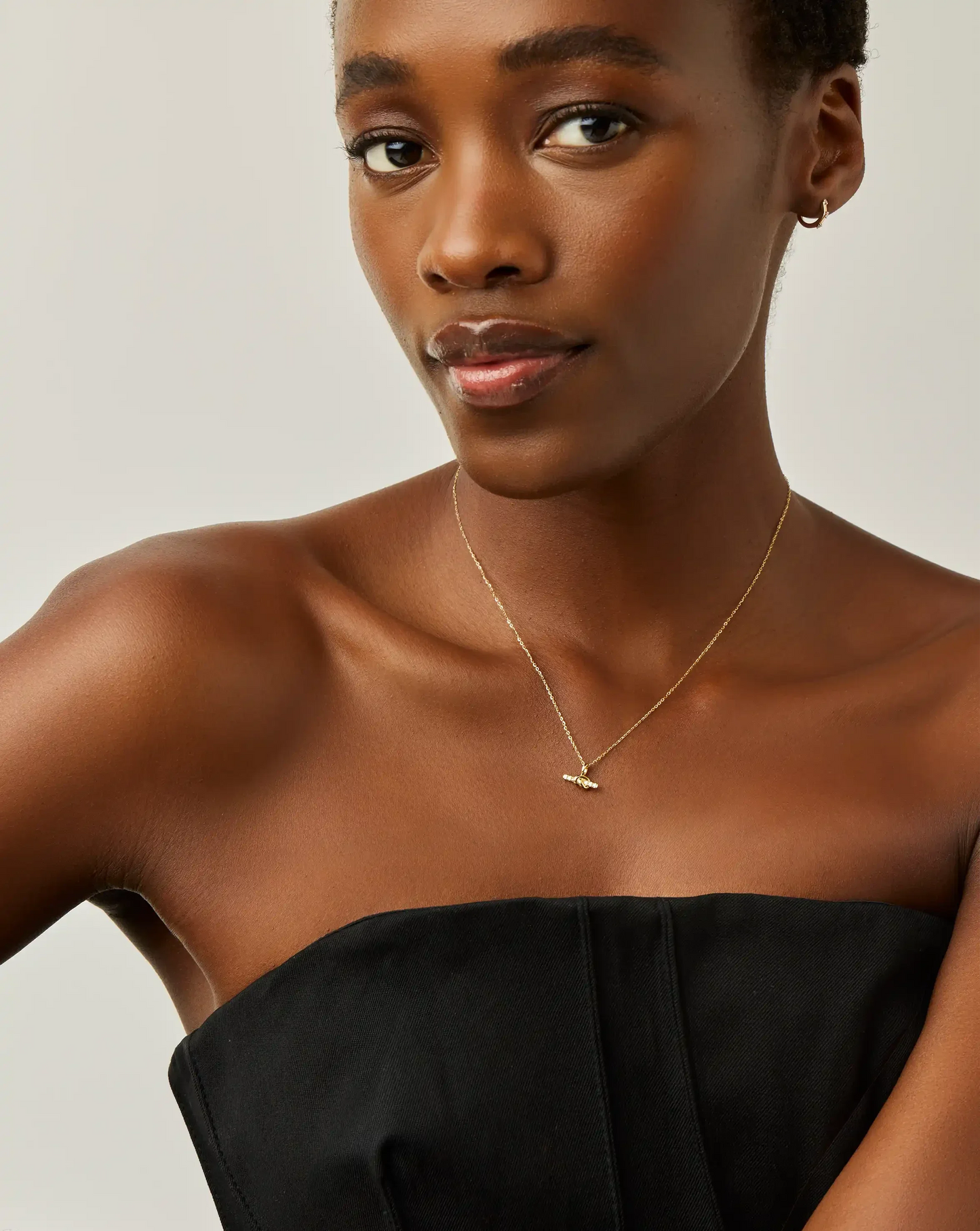 Lucy Williams Solid Gold Diamond T-Bar Pendant Necklace | 14ct Solid Gold/Lab Grown Diamond