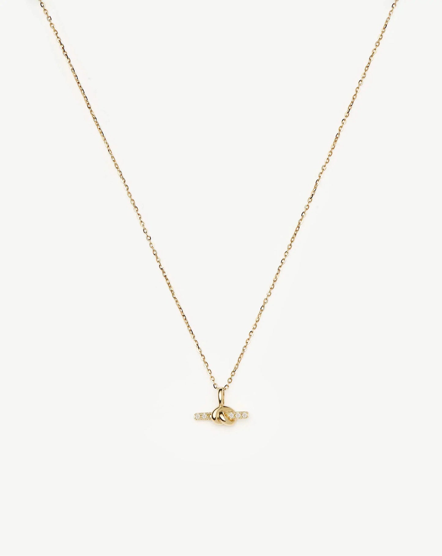 Lucy Williams Solid Gold Diamond T-Bar Pendant Necklace | 14ct Solid Gold/Lab Grown Diamond