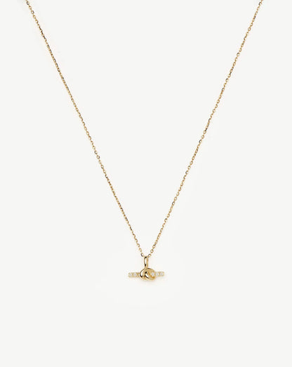 Lucy Williams Solid Gold Diamond T-Bar Pendant Necklace | 14ct Solid Gold/Lab Grown Diamond
